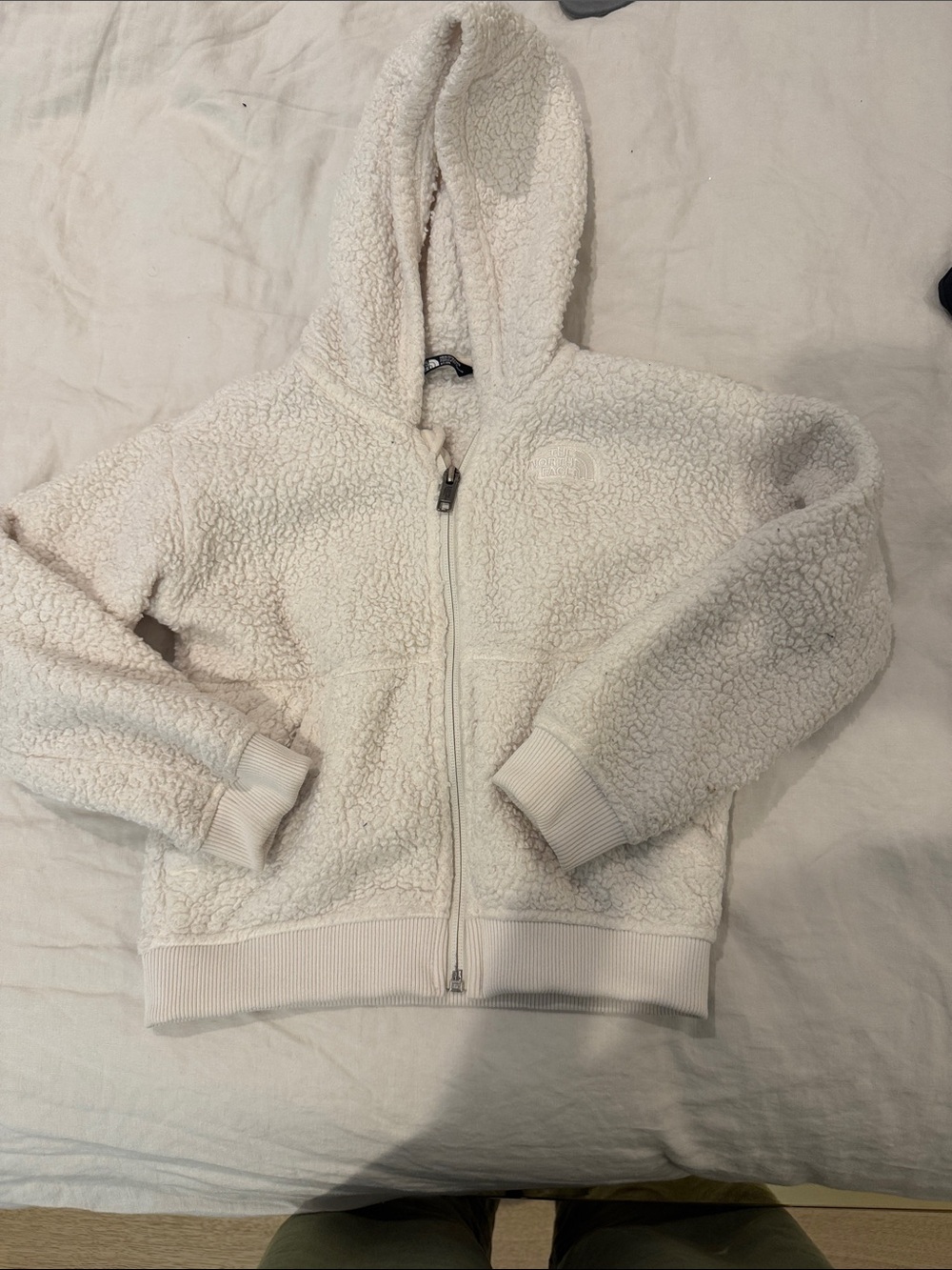 North face unisex fleece zip up jacket w hood